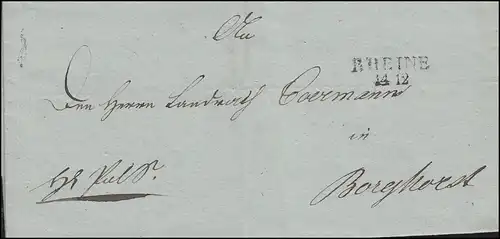 Prusse Vorphilatelie Porte-lettres bi-bibliothèque RHEINE 14.12. après Borghorst