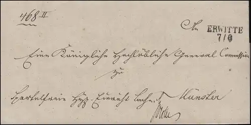 Prusse Vorphilatelie Coque de lettre bi-zeiler A ÉTÉ REPRISE 7.6. après Münster