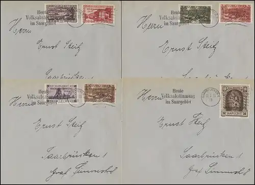178-194 Freimarken kpl. auf 9 Sammlerbriefen vom Tag der Volksabstimmung 13.1.35