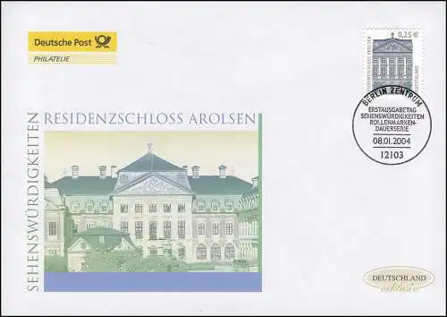 2374 SWK Residenzschloss Arolsen, Schmuck-FDC Deutschland exklusiv