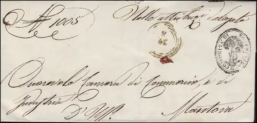 Italie Lettre de service de l'administration municipale Roverbella avec R4 29.8. vers MANTOVA 29/08/1862