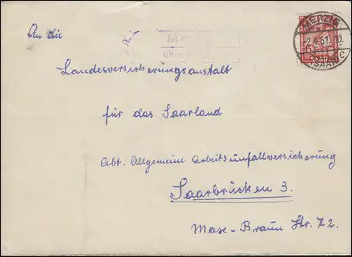 Landpost Mechern via MERZIG par télex avec EF 281 Industrie charbonnière