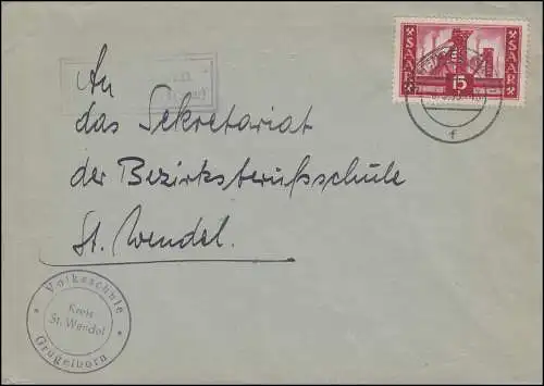 Landpost Grünjaorn sur ST. WENDEL 8.5.1956 sur lettre avec 329 comme EF