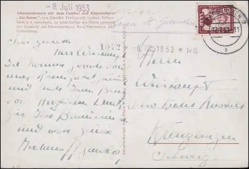 282 Céramique 18 F. en tant que EF porto-approprié URBAN 7.7.53 sur AK Assmannshausen