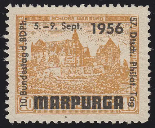 BDPh-Ausstellungs-Vignette Bundestag Philatelistentag MARPURGA 1956, ohne Gummi