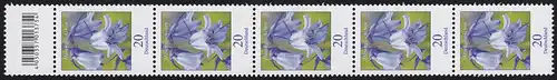 3315 Blume 20 Cent aus 200er große Nummer, 5er-Streifen mit Codierfeld, **