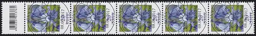 3315 Blume 20 Cent aus 500er-Rolle, 5er-Streifen mit Codierfeld, ESSt Bonn