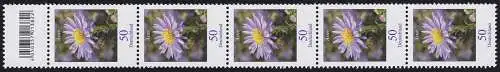 2463 Blumen 50 Cent aus 500er-Rolle, 5er-Streifen mit Codierfeld, **
