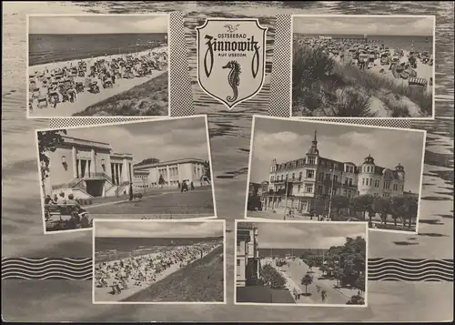 Landpost Warthe über USEDOM 24.8.1961 auf Ansichtskarte Ostseebad Zinnowitz