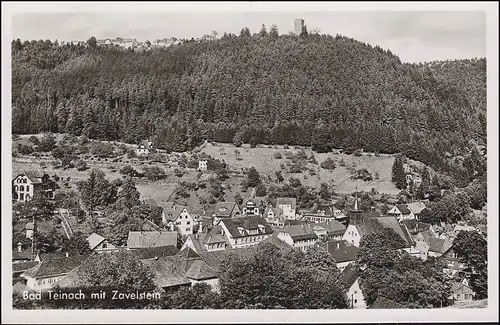 Landpost Zavelstein über CALW LAND 27.6.1955 auf AK Bad Teinach mit Zavelstein