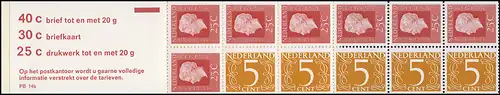 Carnets de marques 15 Reine Juliane et chiffre 1973 - 3 Tarifs et PB14b, **