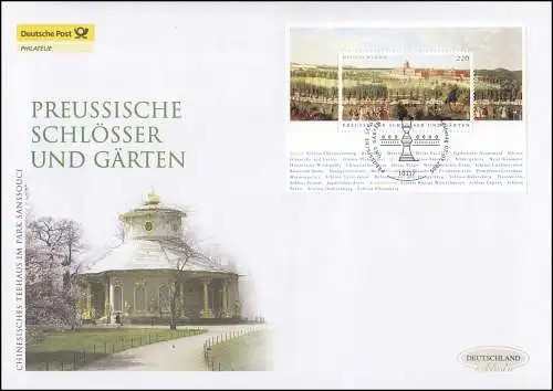 Block 66 Preußische Schlösser und Gärten, Schmuck-FDC Deutschland exklusiv