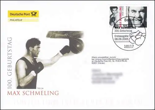 2489 Champion du monde de boxe Max Schmeling, Bijoux-FDC Allemagne exclusivement