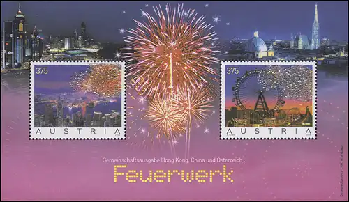 Autriche bloc 34 feux d'artifice avec des cristaux collés, **