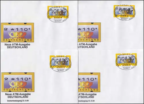 3.2 Cors postaux MWZD 8 ATM 10-440 Pf., taux sur 8 FDC avec ESST Cologne 22.10.99