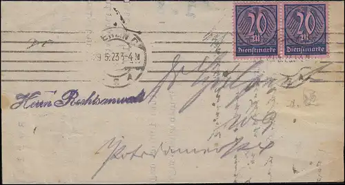 72 Marque de service en couple en tant que MeF sur lettre locale Entrée de registre foncier BERLIN 29.5.1923