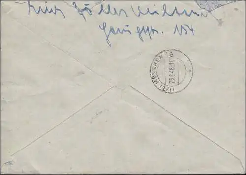 37I Volumes et 44I Bands MiF sur lettre d'urgence SSt 24.8.1948 vers MUNICH 25.8.1948