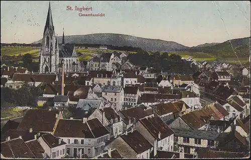 91 Steingutfabrik als EF auf Ansichtskarte Gesamtansicht St. INGBERT 28.2.1927