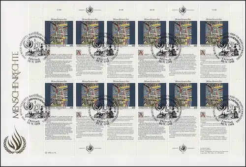 Nations unies Vienne 139-140 Droits de l'homme, jeu de petit arc sur 2 Bijoux-FDC WIENNE 1992