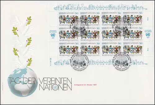 Nations unies Vienne 75-76 Journée des Nations Unies, jeu de petit arc sur 2 bijoux FDC WIENNE 1987