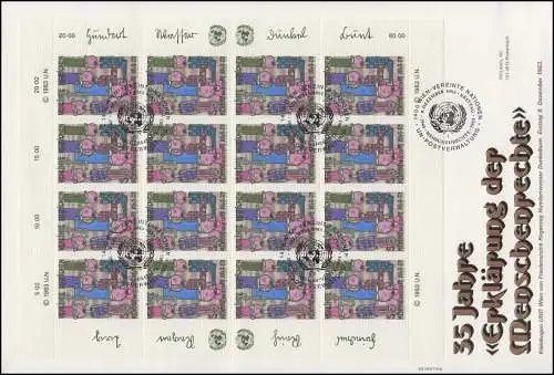 UNO Wien 36-37 Menschenrechte, Kleinbogen-Satz auf 2 Schmuck-FDC WIEN 9.12.1983