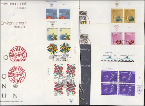 Nations unies Genève 103-110 millésime 1982, quatre blocs ER avec TAB, 8 bijoux FDC GENÈVE