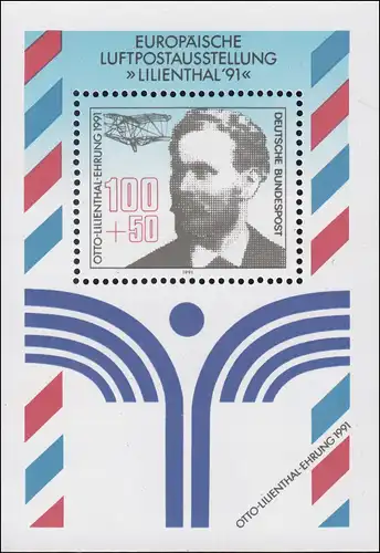 Bloc 24DD Lilienthal 1991 avec double impression de la couleur noir, **