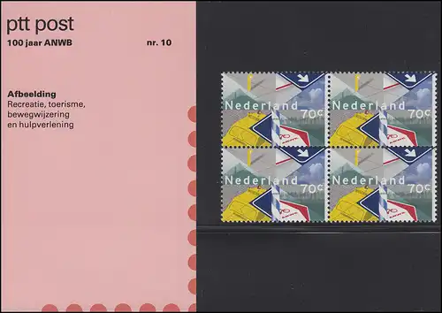1227 Touringklub, Quadraerblock im Folder ptt post 100 jaar ANWB Nr. 10