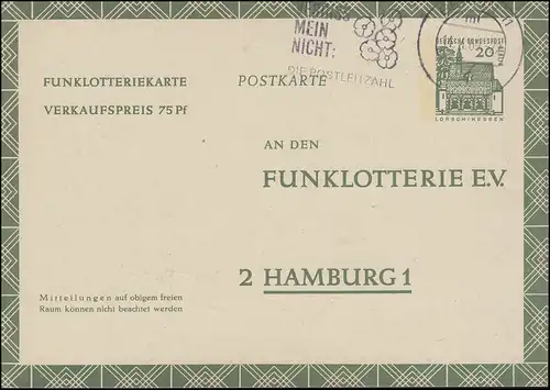 Funklotterie FP 8 Bauwerke Lorsch, Werbe-Stempel Postleitzahl BERLIN 14.4.1969!
