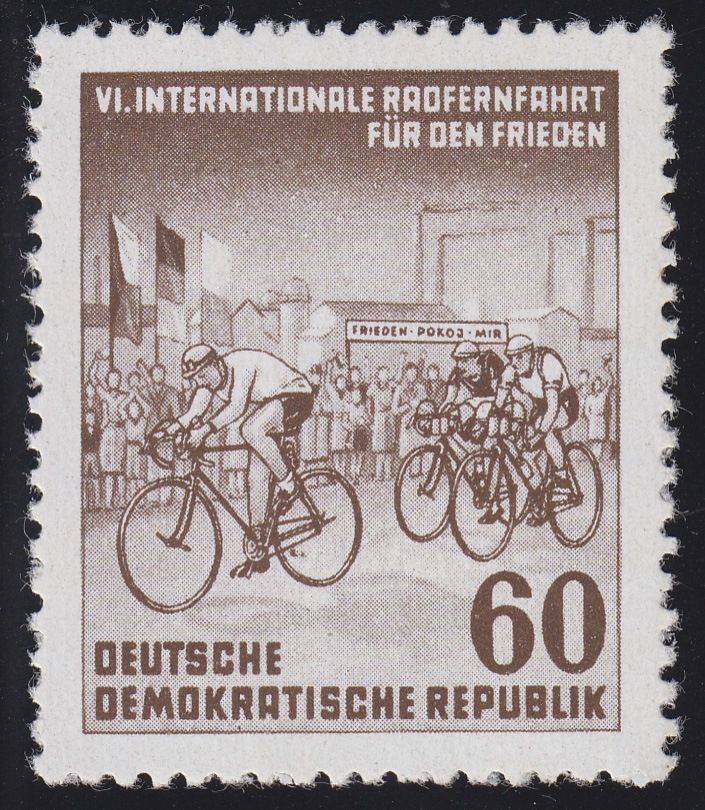 357YII Radfernfahrt 60 Pf seltenes WZ mit PLF VI Fleck im 100 verschiedene Briefmarken Fahrrad , Rad , Radsport