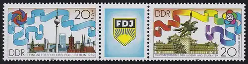3248-2149 FDJ 1989 en trois bandes - avec des dents en année, **