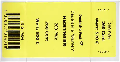 3207 Madonnlilie 260 +CF Banderole / autocollants, 1510 17624