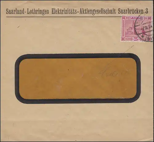 89I Neues Rathaus mit PLF I C mit Cedille auf Fensterbrief SAARBRÜCKEN 7.10.1924