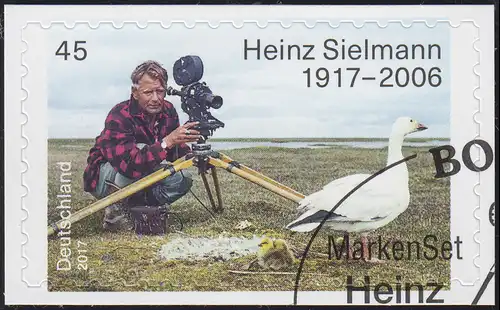 3319 Heinz Sielmann, selbstklebend auf neutraler Folie, EV-O BONN 8.6.2017