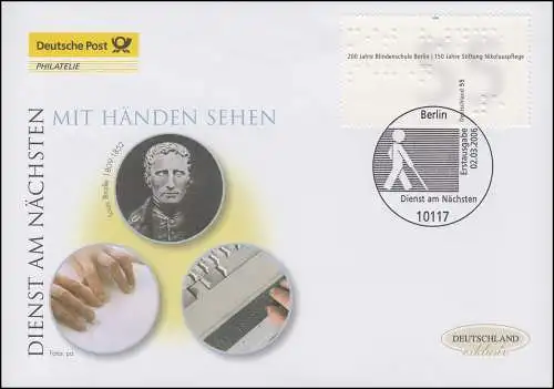 2525 Service le plus proche Braille-écriture , Bijoux-FDC Allemagne exclusivement