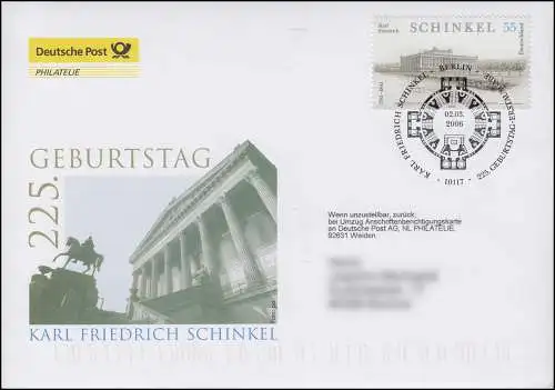 2527 Karl Friedrich Schinkel, Schmuck-FDC Deutschland exklusiv