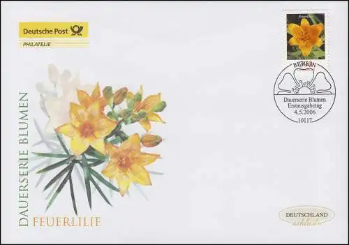 2534 Blume Feuerlilie 390 Cent, Schmuck-FDC Deutschland exklusiv