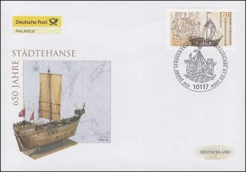 2558 anniversaire 650 ans Hanse / Hansekogge, Bijoux-FDC Allemagne exclusivement