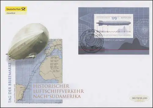 Block 69 Tag der Briefmarke - Graf Zeppelin, Schmuck-FDC Deutschland exklusiv