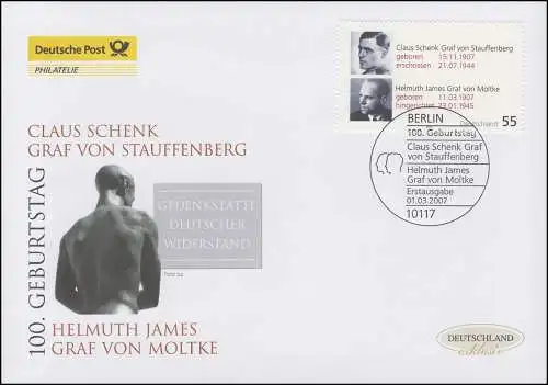 2590 Demokraten Stauffenberg Moltke, Schmuck-FDC Deutschland exklusiv