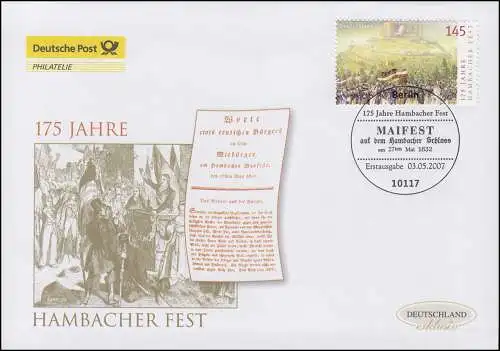 2603 Jubiläum 175 Jahre Hambacher Fest, Schmuck-FDC Deutschland exklusiv