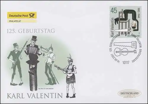 2610 Komiker und Schriftsteller Karl Valentin, Schmuck-FDC Deutschland exklusiv