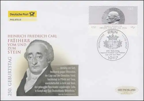 2624 Reichsfreider von und zum Stein, Bijoux-FDC Allemagne exclusivement