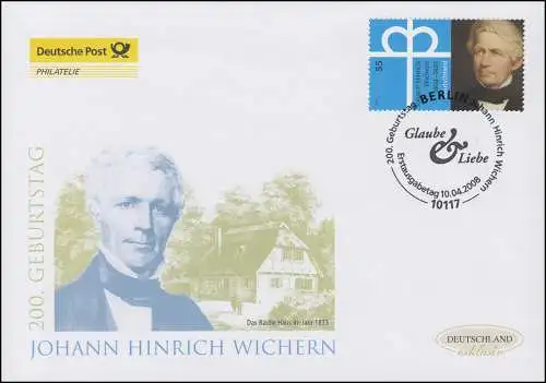 2657 Theologe Johann Heinrich Wichern, Schmuck-FDC Deutschland exklusiv