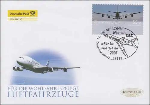 2676 Wofa Luftfahrzeuge Airbus - selbstklebend, Schmuck-FDC Deutschland exklusiv