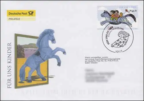 2693 Für uns Kinder - Fliegendes blaues Pferd, Schmuck-FDC Deutschland exklusiv