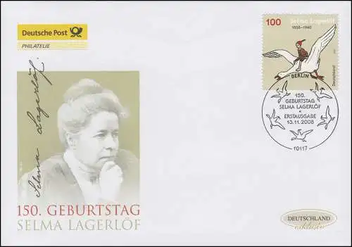 2705 écrivain Selma Lagerlöf, Bijoux-FDC Allemagne exclusivement