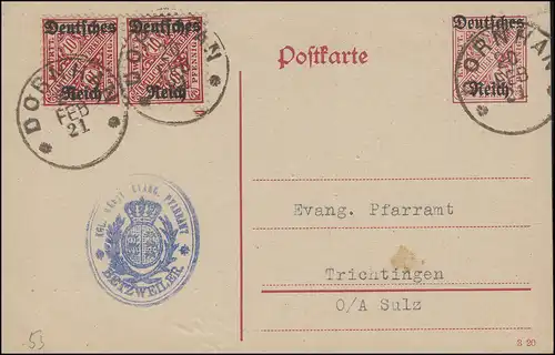 Carte postale DP 14/01 avec D 58 en couple de DORNHAM 20.2.21 à Trichtingen