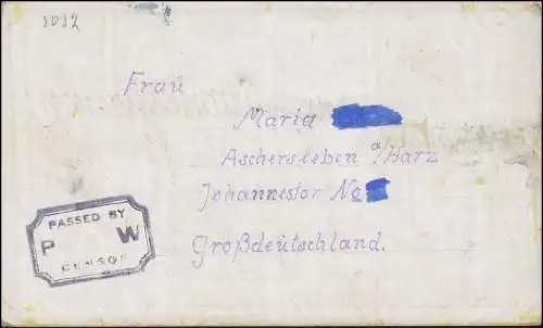Kriegsgefangenenpost aus den USA 8.7.43 mit deutscher Zensur nach Aschersleben