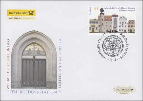 2736 Monuments Luthergenkänklosszeiten Eisleben & Wittenberg, Bijoux-FDC Allemagne exclusivement